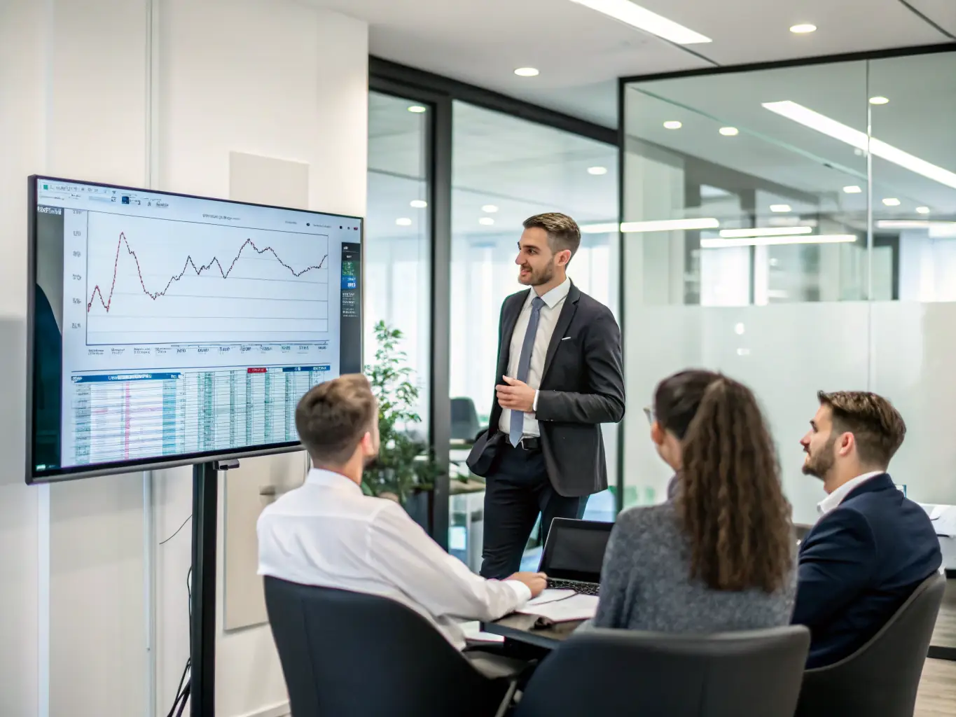 A consultant is presenting a market analysis report to a client, highlighting key trends, competitive insights, and potential growth areas.