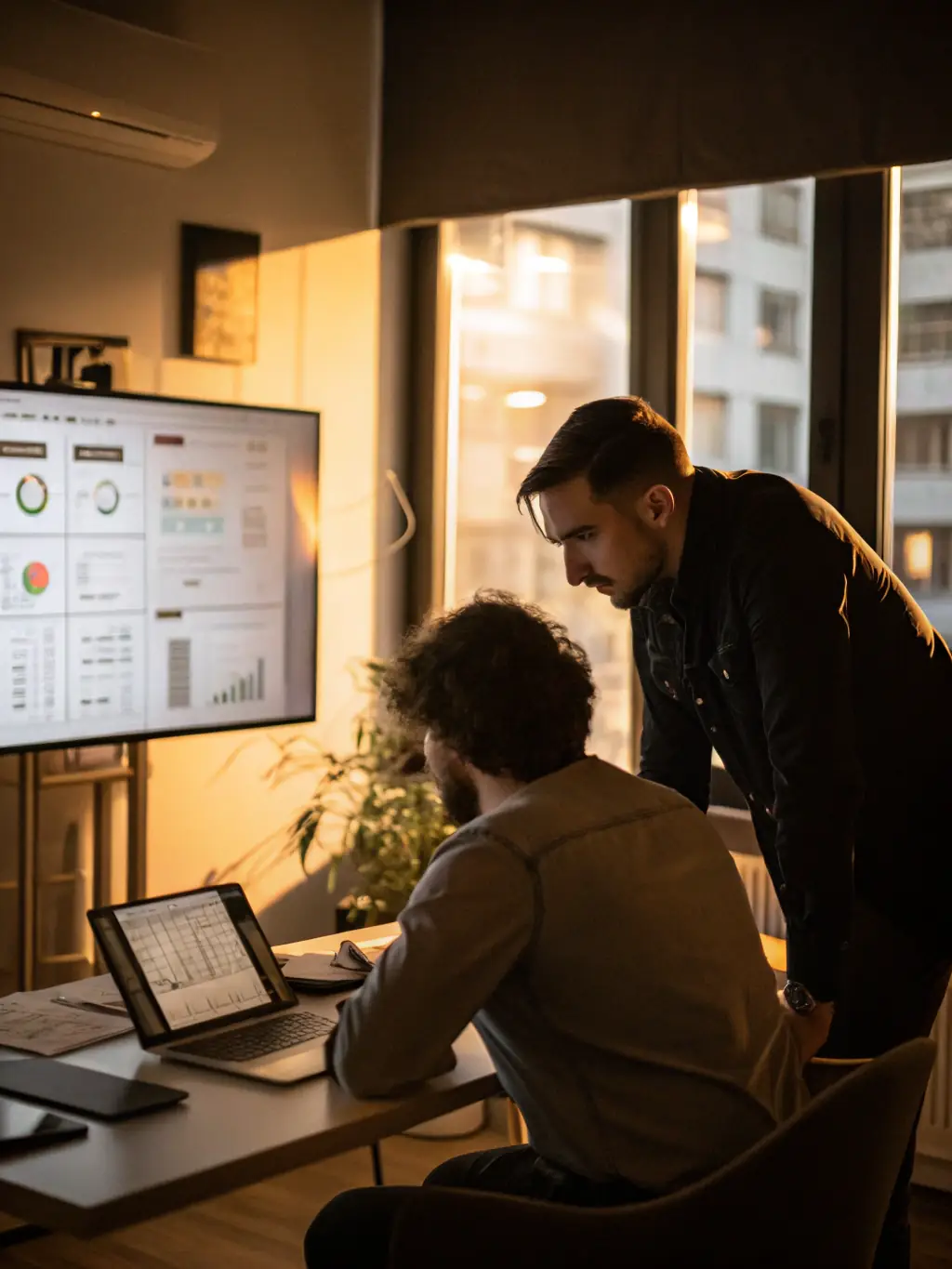 A professional consultant presenting a business development strategy to a client in a modern office setting, emphasizing collaboration and strategic planning.