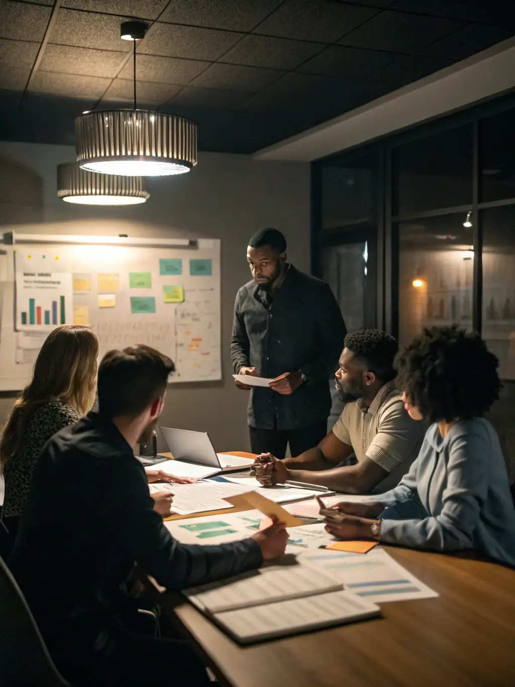 A consultant facilitating a workshop with a client's team, focusing on leadership development and team building exercises.