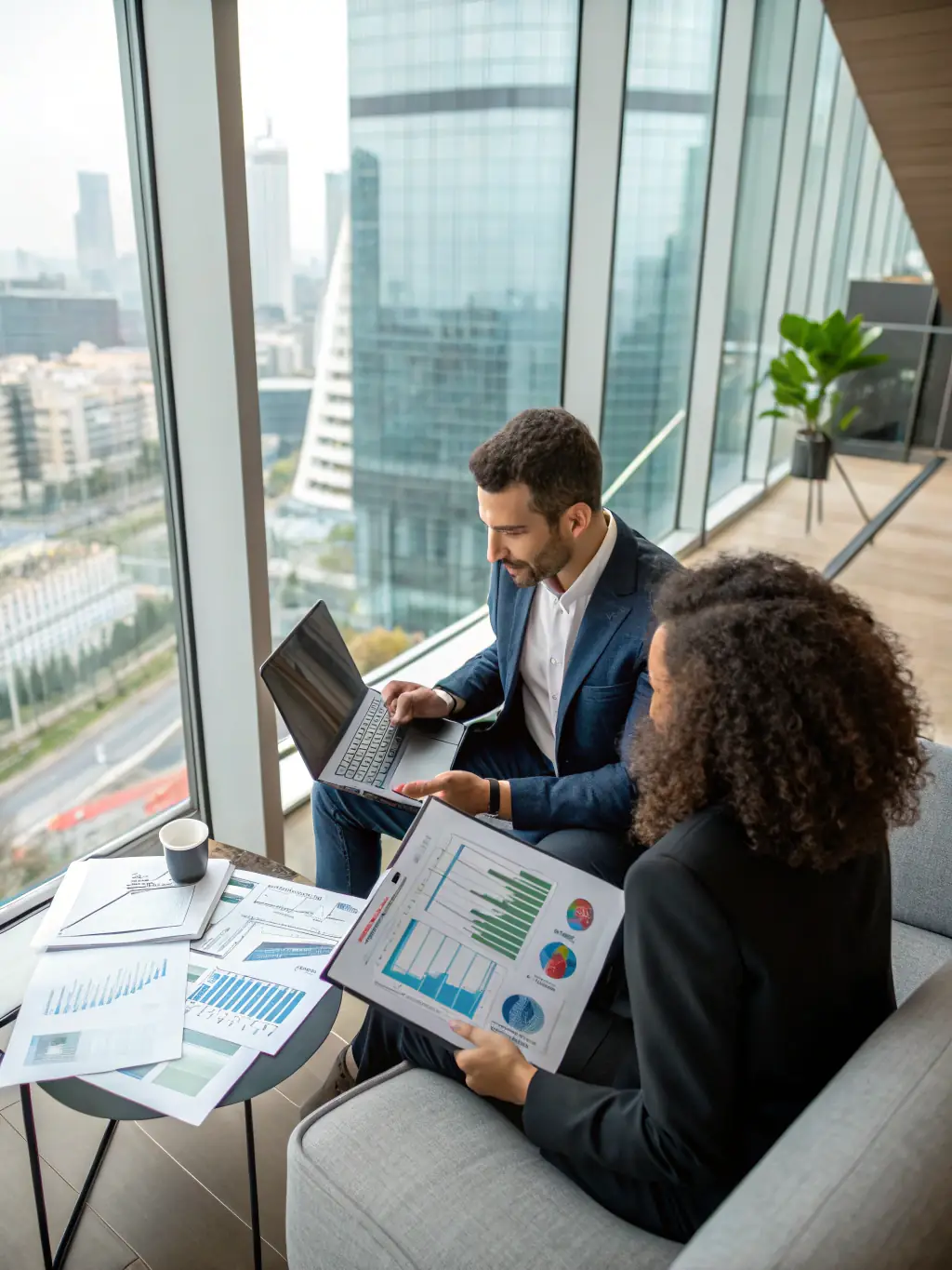 A consultant presenting a detailed market analysis report to a client, highlighting key trends and opportunities in their industry.
